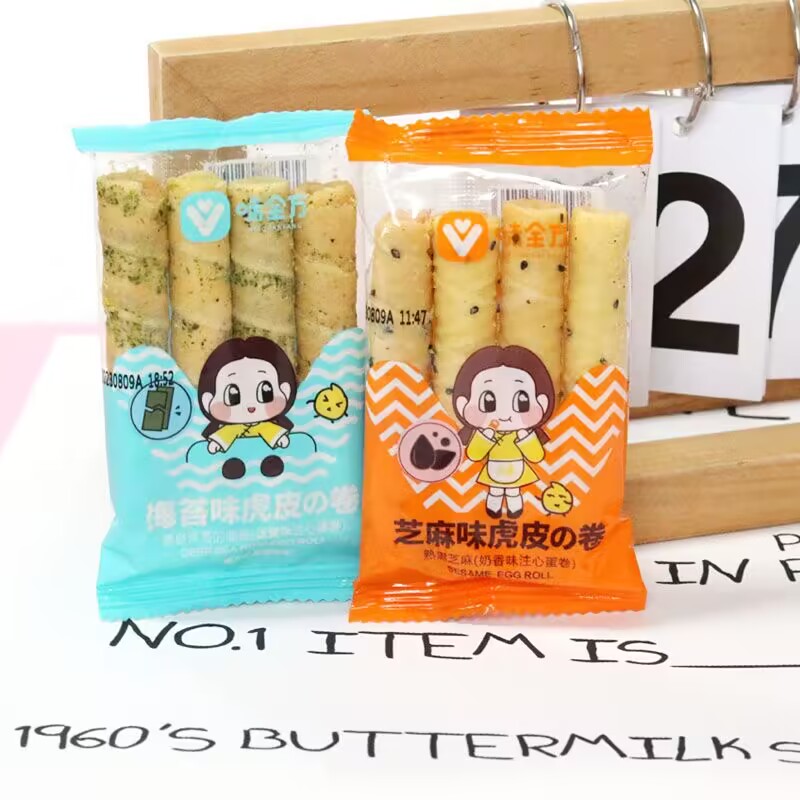 味全方海苔芝麻味虎皮蛋卷整箱5斤休闲儿童学生零食小吃点心