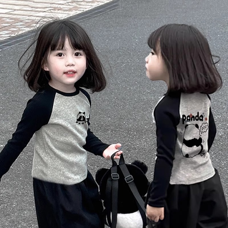 2024新款儿童纯棉T恤儿童圆领卡通插肩袖打底衫小童休闲洋气百搭t