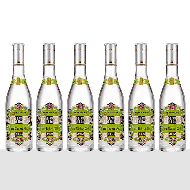 天沽42度52度大直沽高粱酒 清香型 优级纯粮酒 500ml *6瓶42度500