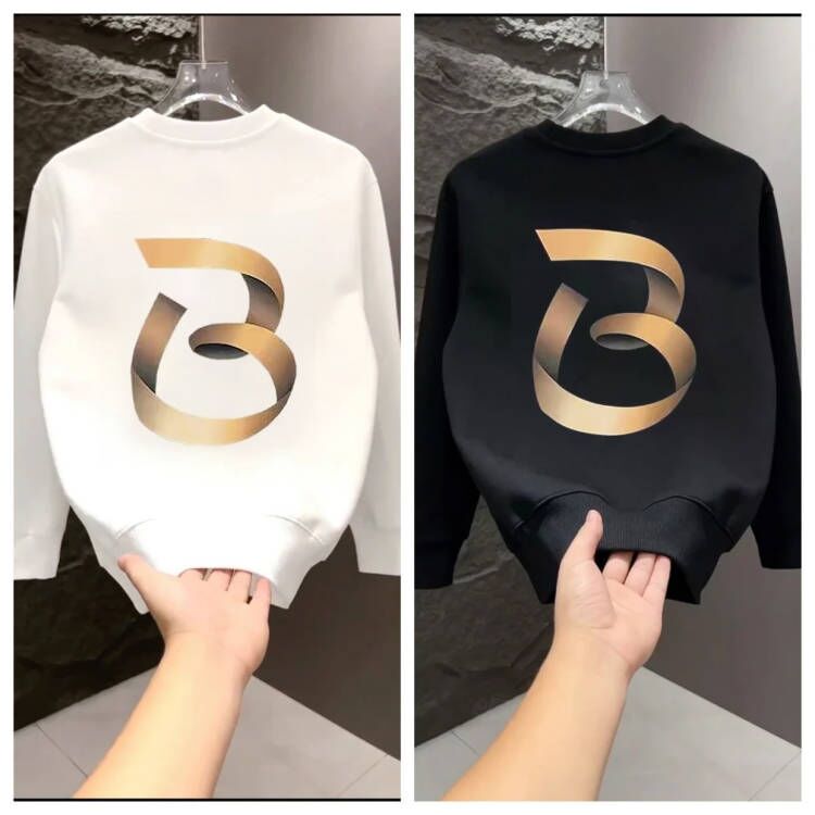 秋冬新款超火网红精品潮男长袖金色螺旋字母B印花高颜值青年卫衣