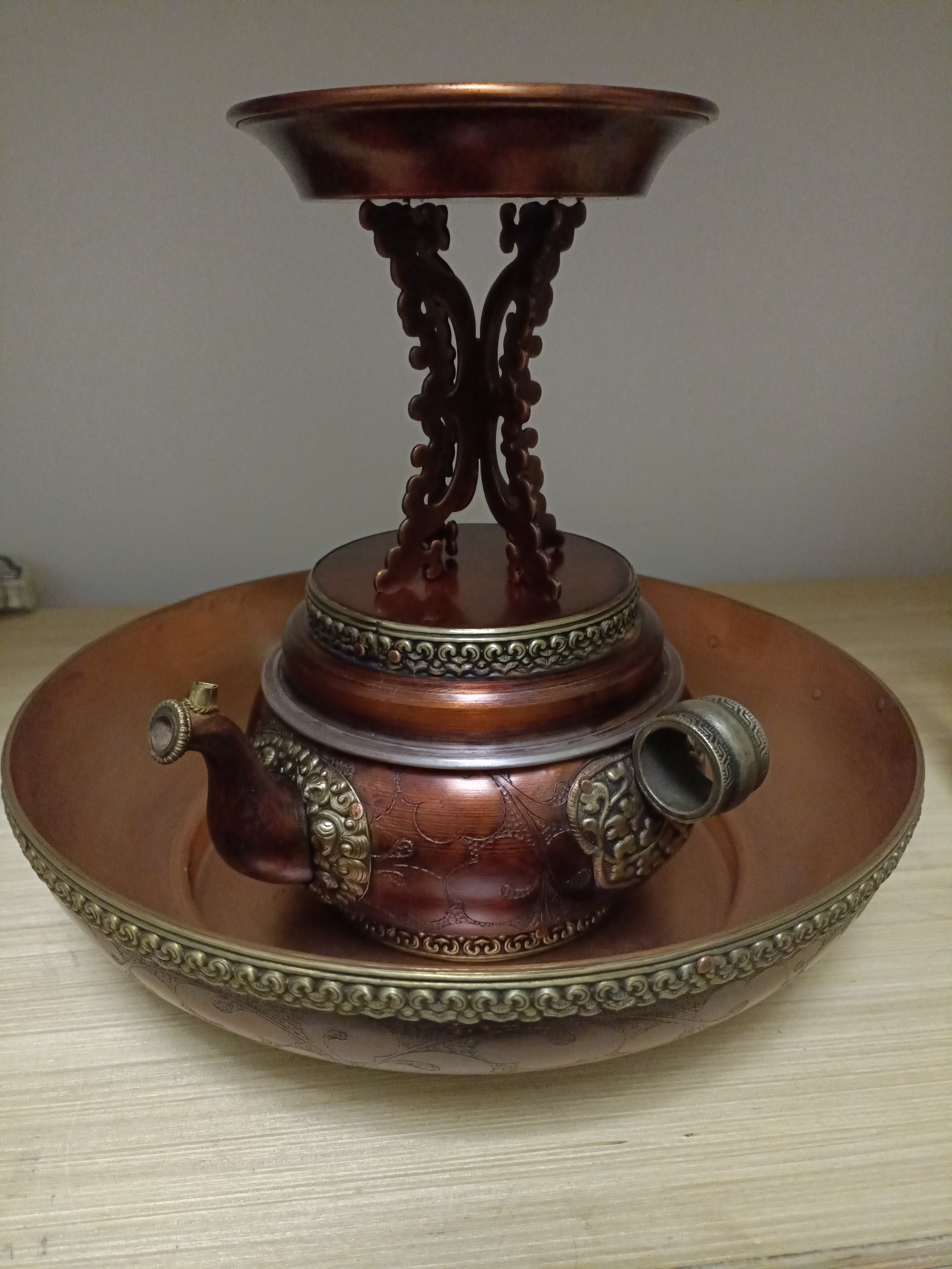 藏饰精美纯紫铜水路贡