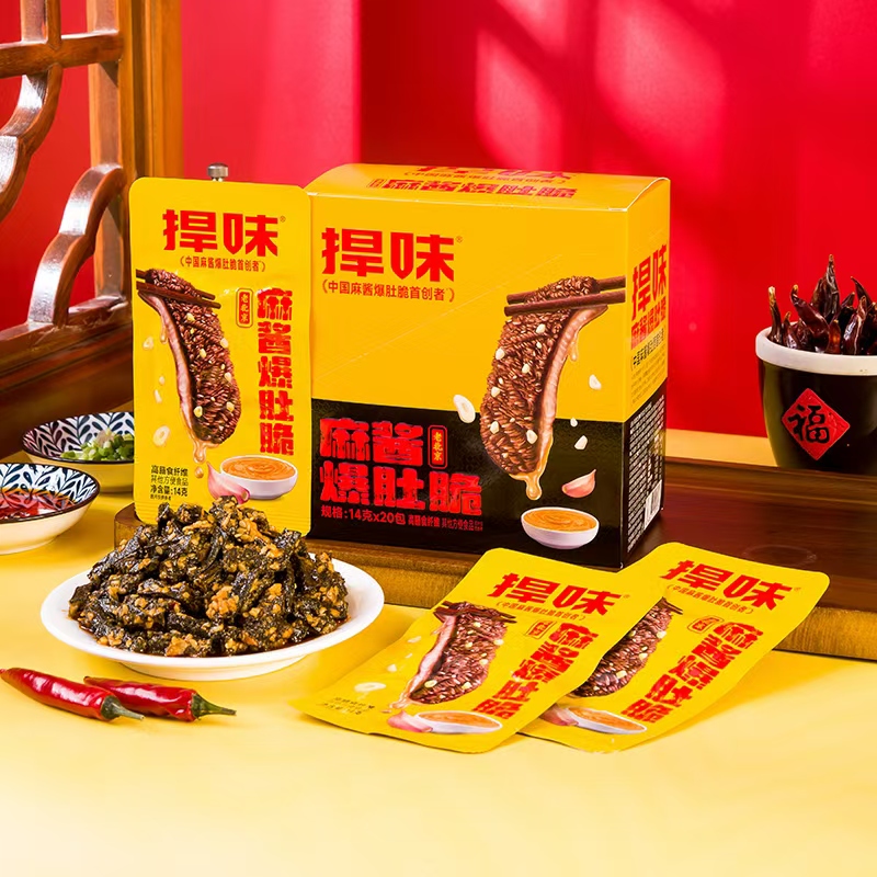 捍味麻酱爆肚脆真牛肚解馋零食麻酱肥汁蒜香毛肚爽脆即食宵夜解馋