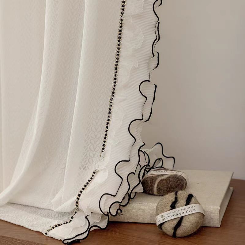 【贝爷家】田园风小清新豆芽蕾丝单边客厅卧室透光不透人成品纱帘