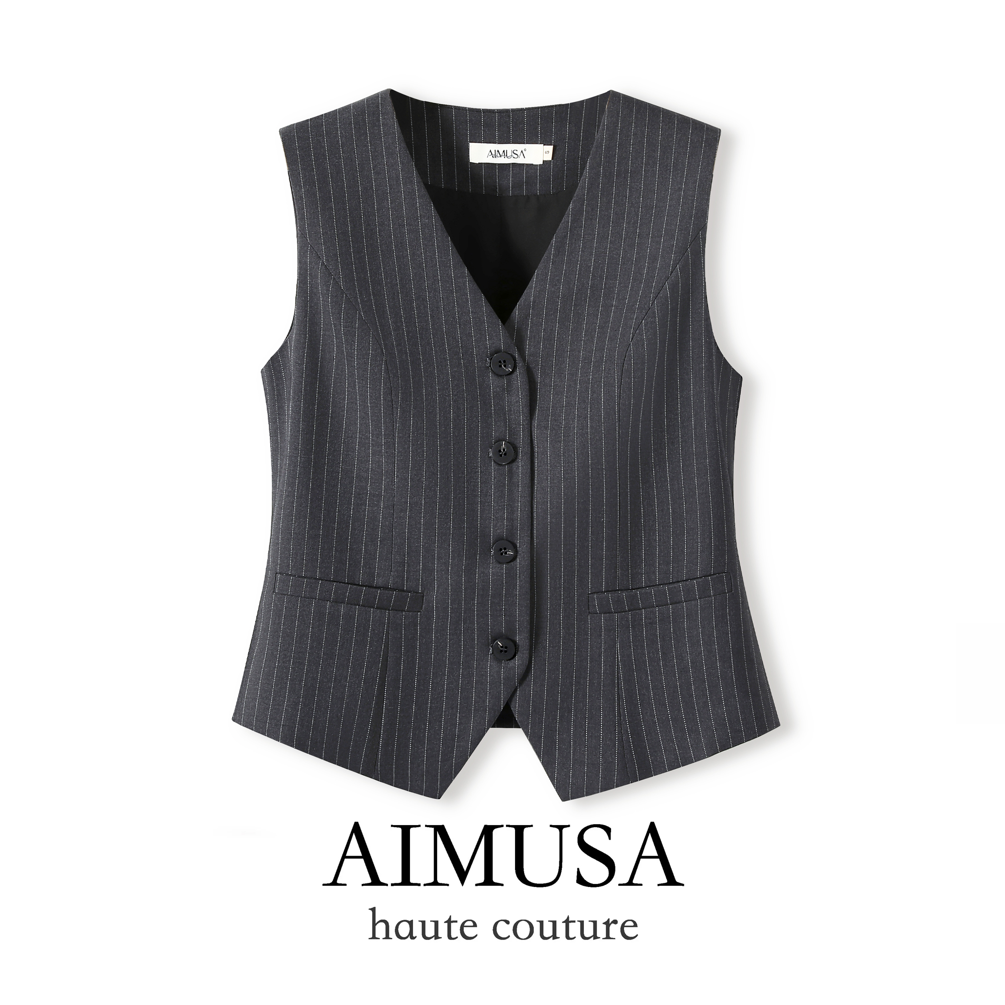 【知识分子风】AIMUSA 25春秋欧洲灰色西装背心马甲女叠穿马夹外套