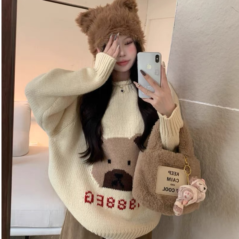 2025秋冬新款慵懒风韩系套头毛衣开衫外套