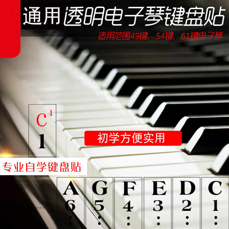 专业透明键贴纸49  54 61键电子琴通用键盘贴手卷钢琴键贴纸