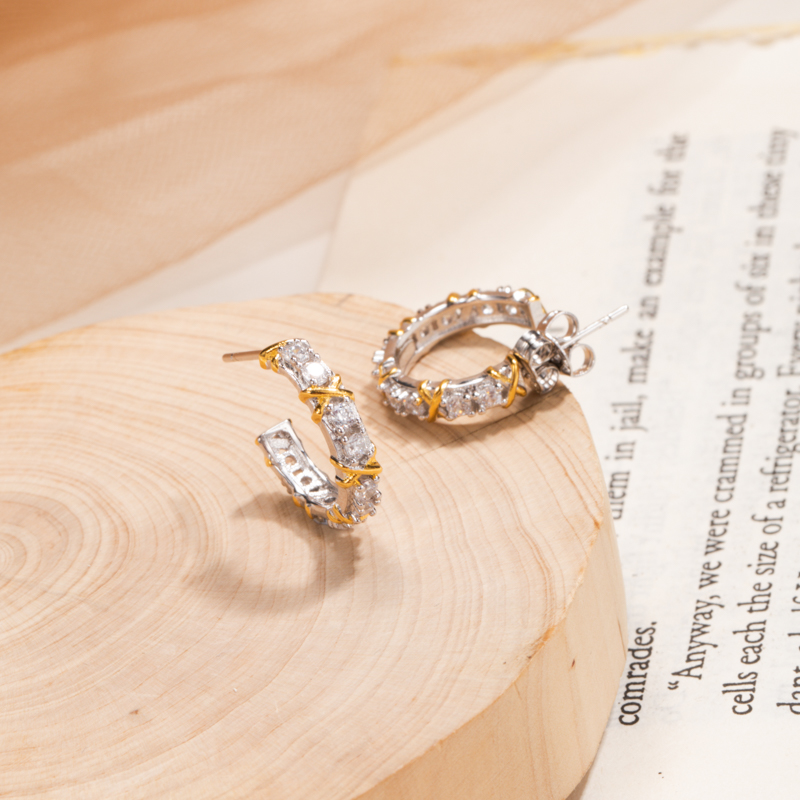 6348 拼色电镀耳环女个性时尚气质轻奢耳饰