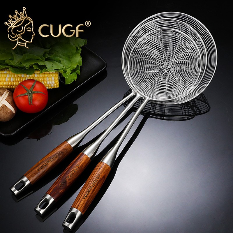 家用厨房食品级304不锈钢大漏勺油炸火锅捞面捞饺子笊篱过滤网勺