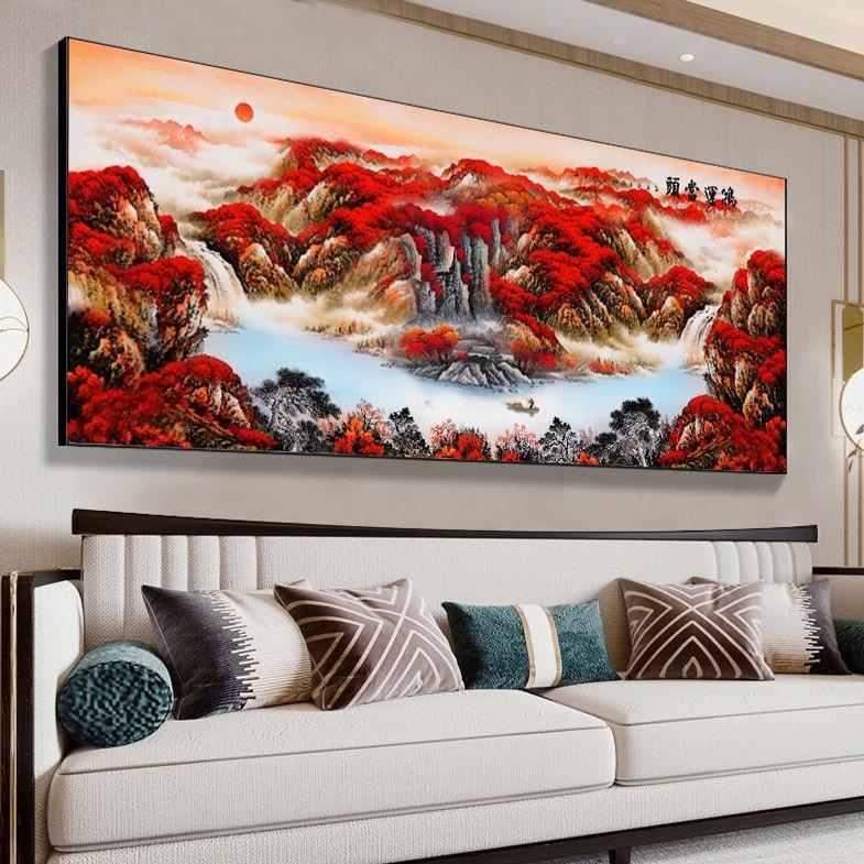【鸿运当头山水挂画】顺丰发货新中式客厅装饰画大尺寸鸿运当头画