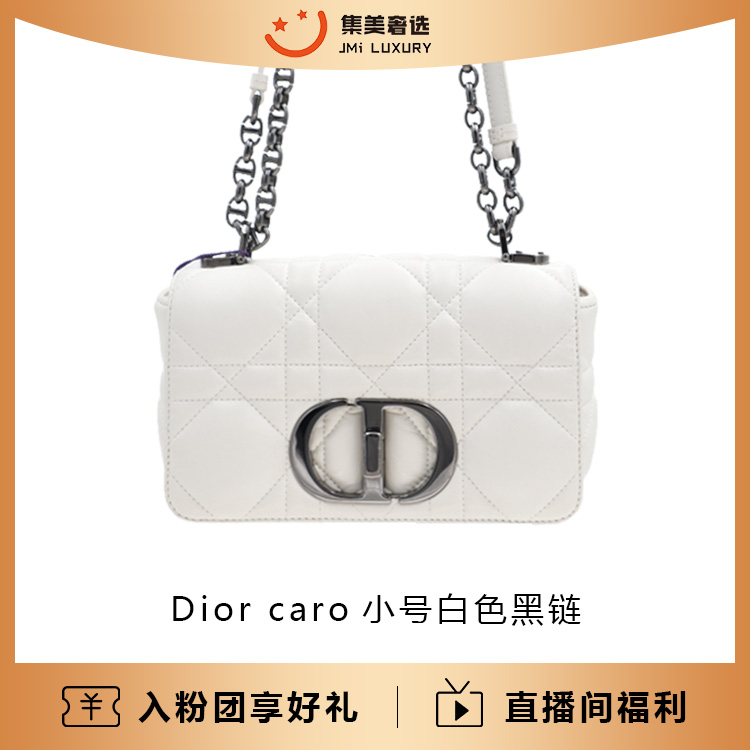 99新 DIOR/迪奥  Dior caro小号大格纹钨钢白银时尚包/AM2998
