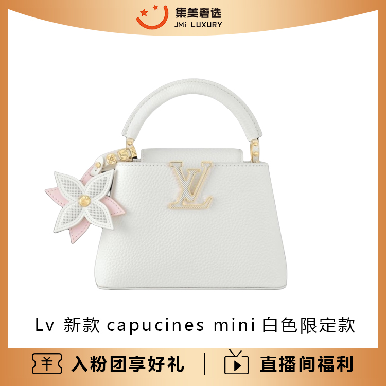 全新未使用 LouisVuitton/路易威登 capucines mini白色包/JM8906