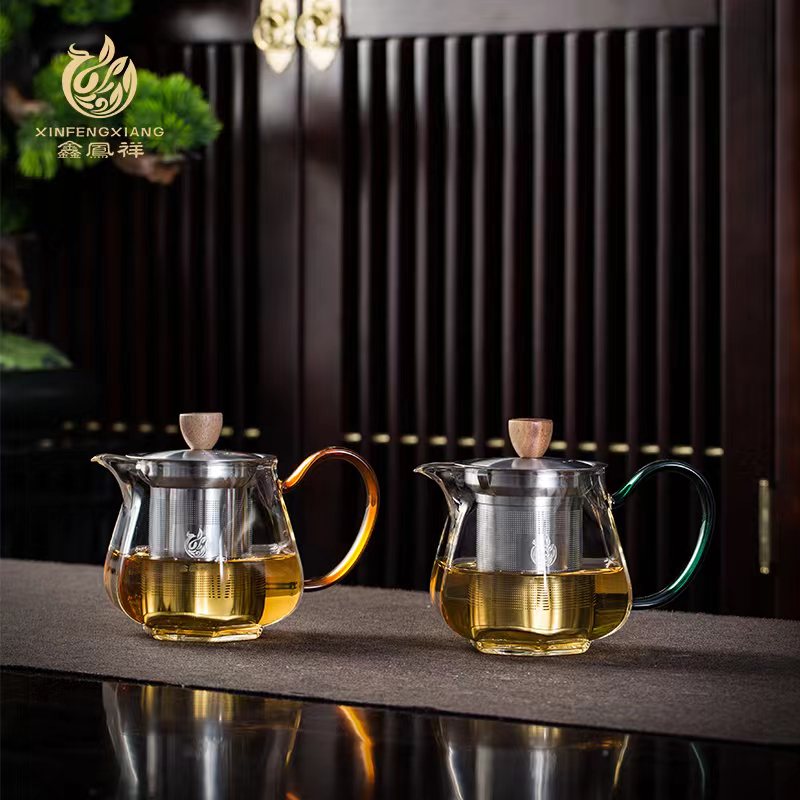 六角壶耐高温茶壶不锈钢过滤内胆玻璃茶水分离泡茶壶花茶壶