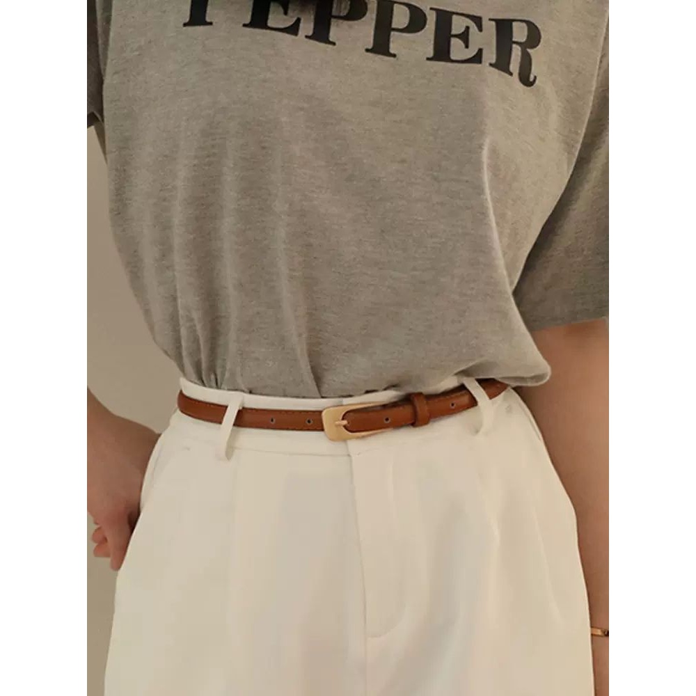 细腰带女士棕色小皮带复古黑色配牛仔裤裙子装饰裤带百搭夏季窄