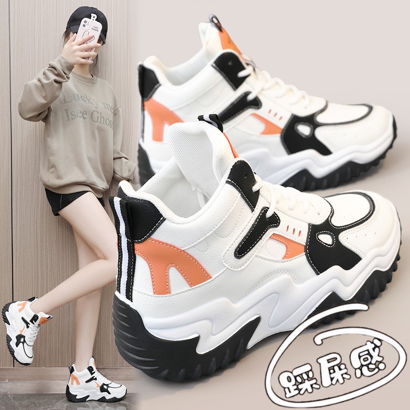 旺贝回力高帮老爹鞋女2023新款秋冬季厚底女鞋百搭超火运动休闲鞋