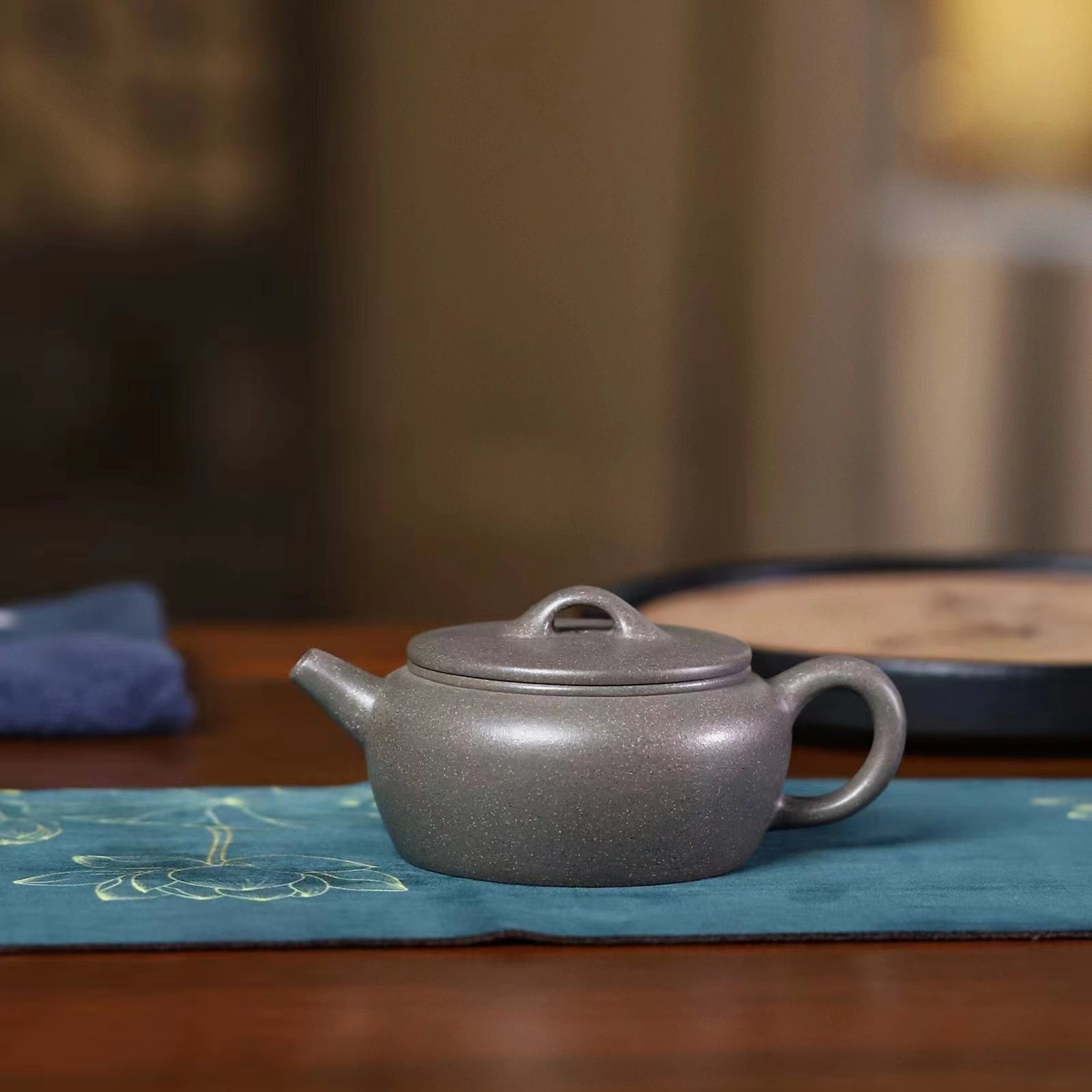 巨轮紫砂壶，宜兴原矿青段，传统精工半手工制作，品茗实用器200毫升