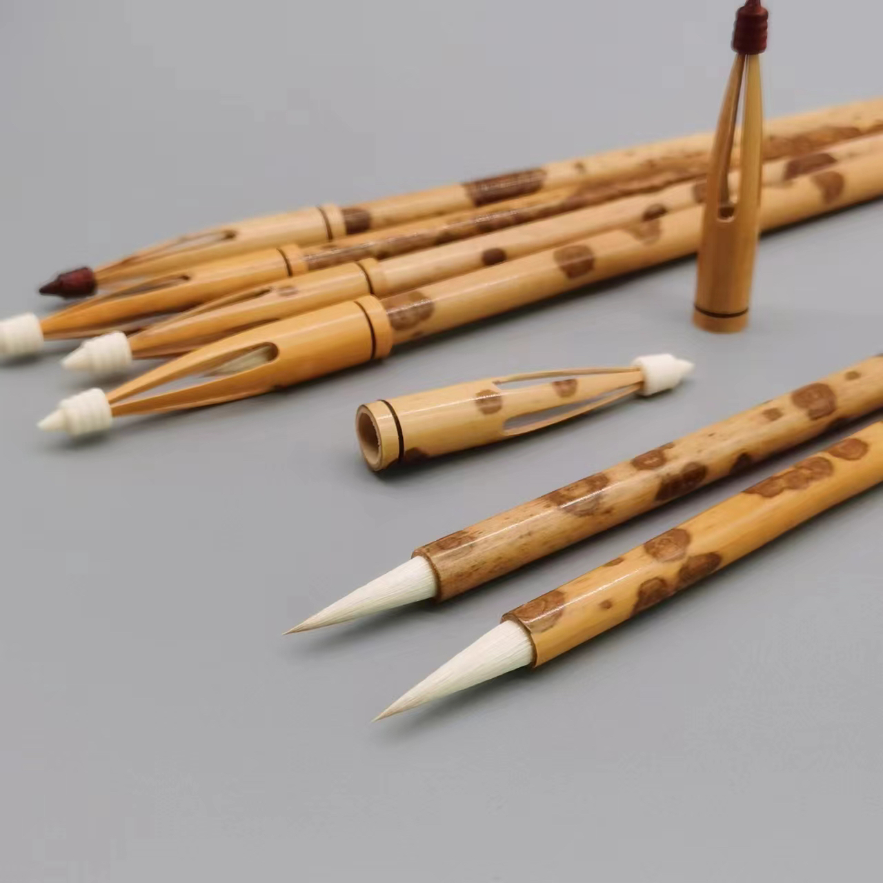 湘妃竹复古紫羊毫小楷毛笔做工精细适合各类小楷上手快