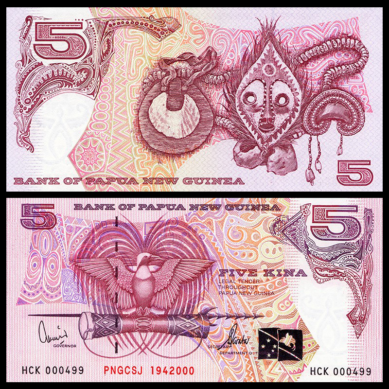 全新UNC 巴布亚新几内亚5基纳 2000年 纪念钞 大洋洲外币钱币