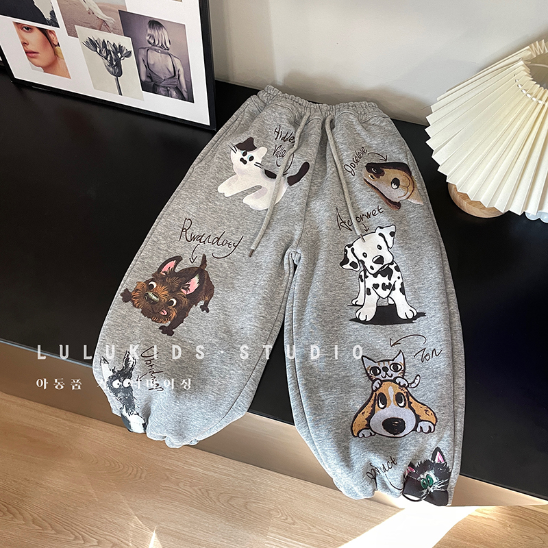 【兔小呗】【现货】冬装动物印花休闲宽松日常加绒裤子YL0041-QC11
