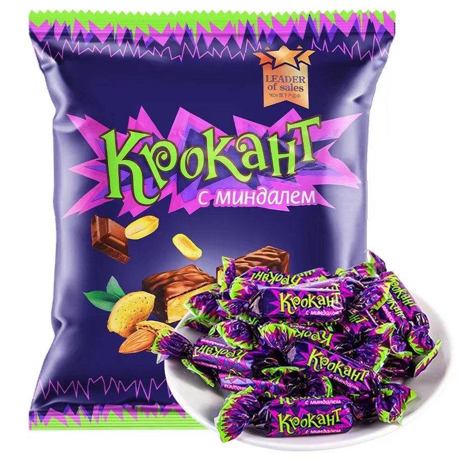 117kdv俄罗斯进口巧克力味夹心糖紫皮糖500g新日期