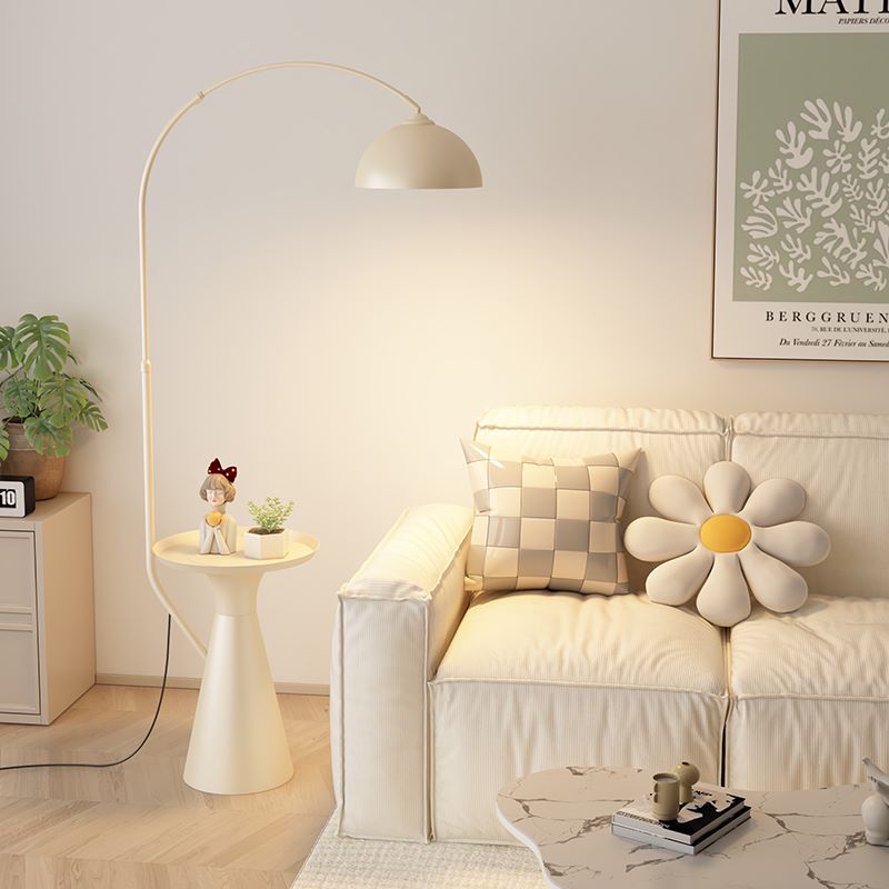 奶油风客厅创意沙发旁灯卧室置物架茶几钓鱼落地灯立式台灯