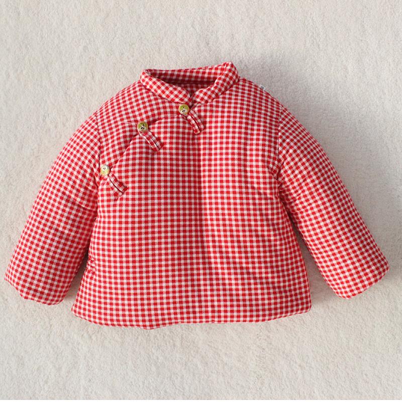 儿童手工弹力棉花袄宝宝偏襟棉外套女童中国风棉袄冬装棉衣民族风