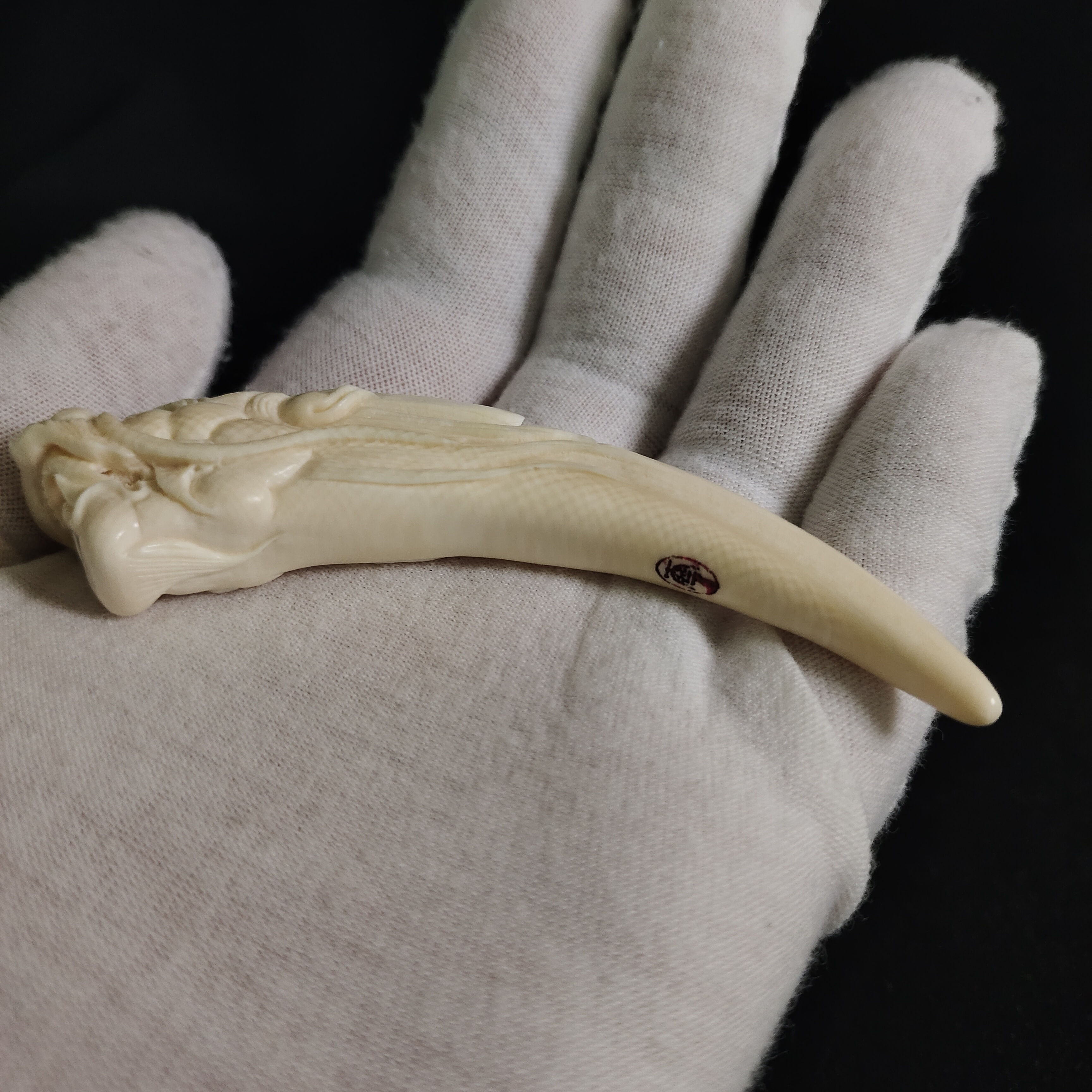 PJY12   只做天然猛犸牙  龙头牙尖  89x20x15mm