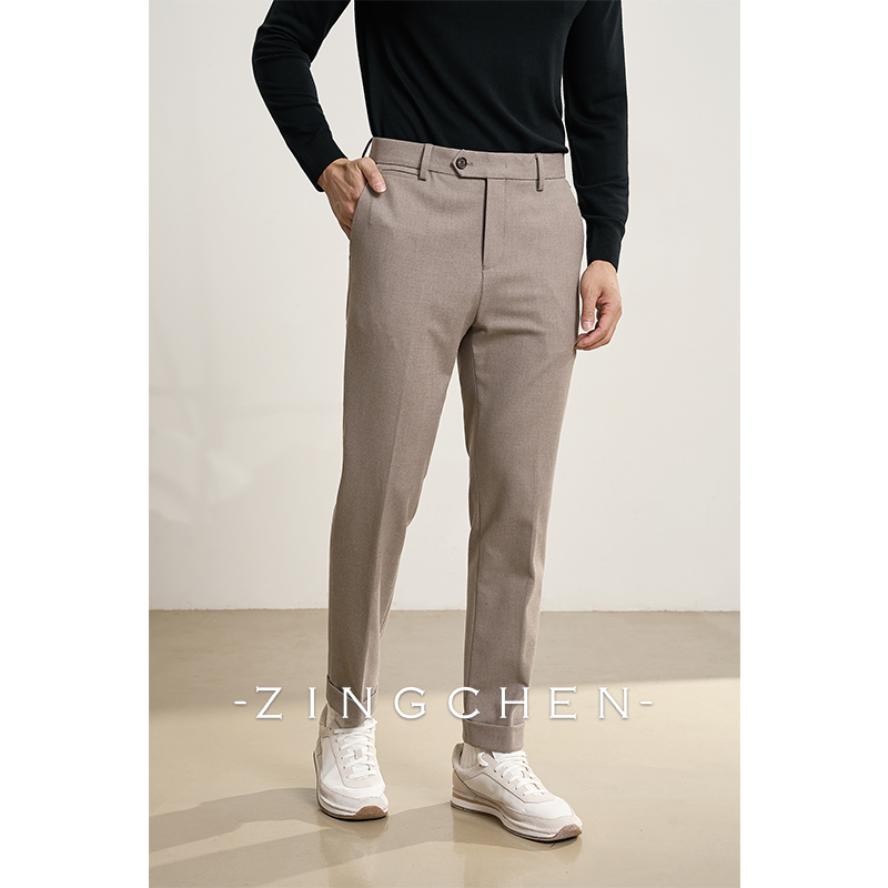 【英式磨毛法兰绒工艺】ZINGCHEN商务休闲裤男冬季保暖通勤男士长裤
