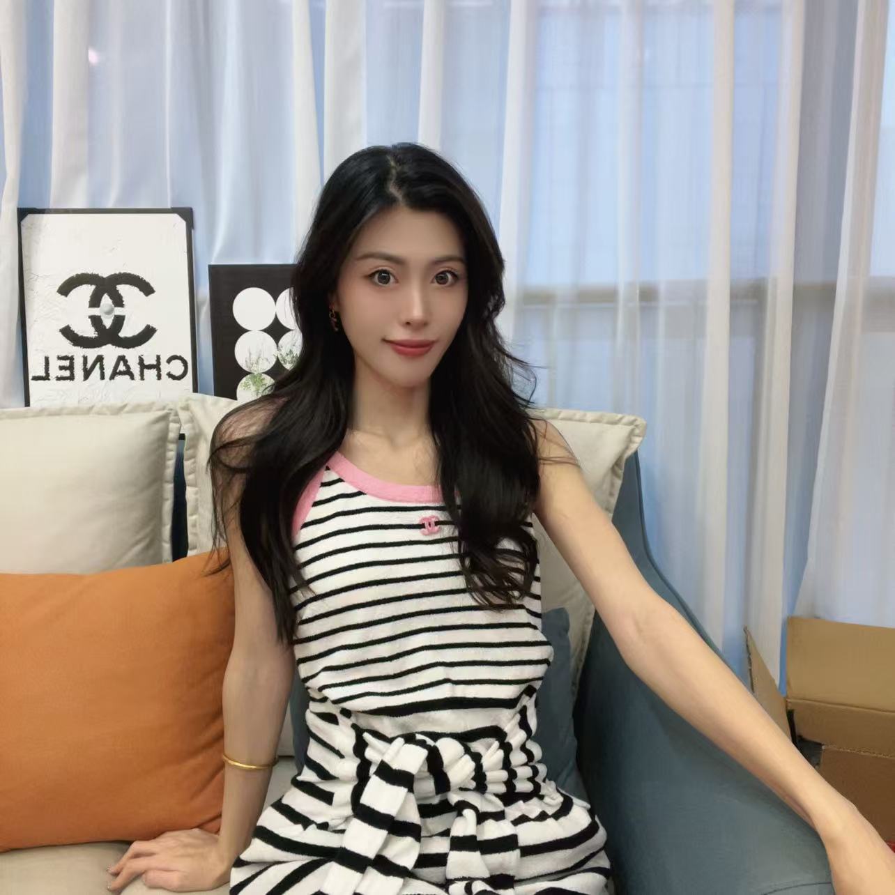 95新 Chanel/香奈儿 麦殿/棉纶24S连衣裙36码/241111VRS2Z09
