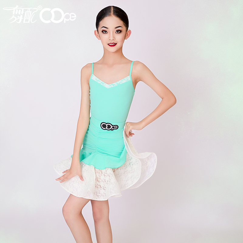 OOPE舞配舞服练功服青绿色拼接蕾丝吊带套装新款夏季-----WL41227