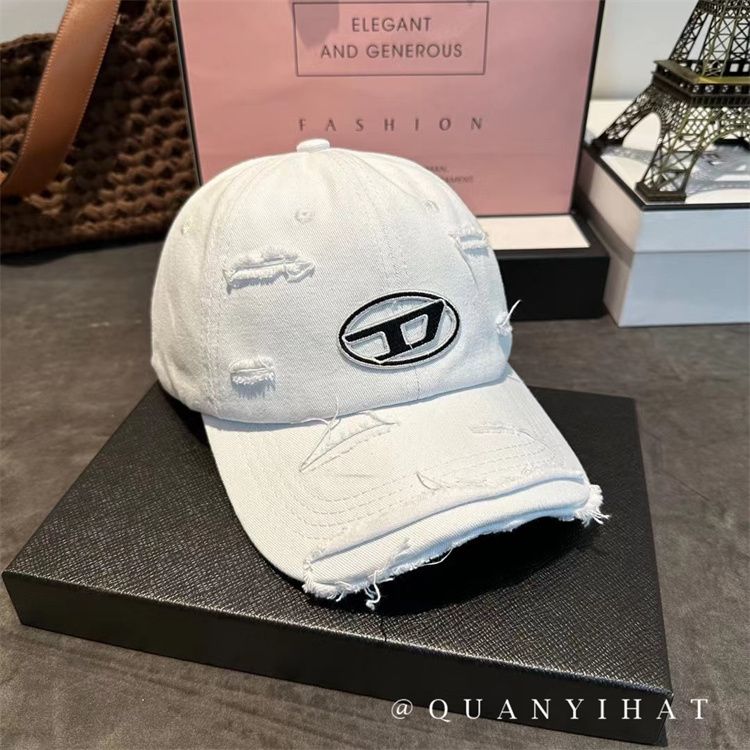 ins潮牌D标防晒棒球帽男女情侣街头破洞嘻哈韩版软顶鸭舌帽显脸小