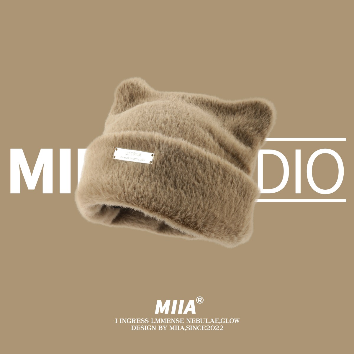 可爱小熊毛线帽子女冬天加厚毛绒保暖毛毛包头帽秋冬毛茸茸针织帽