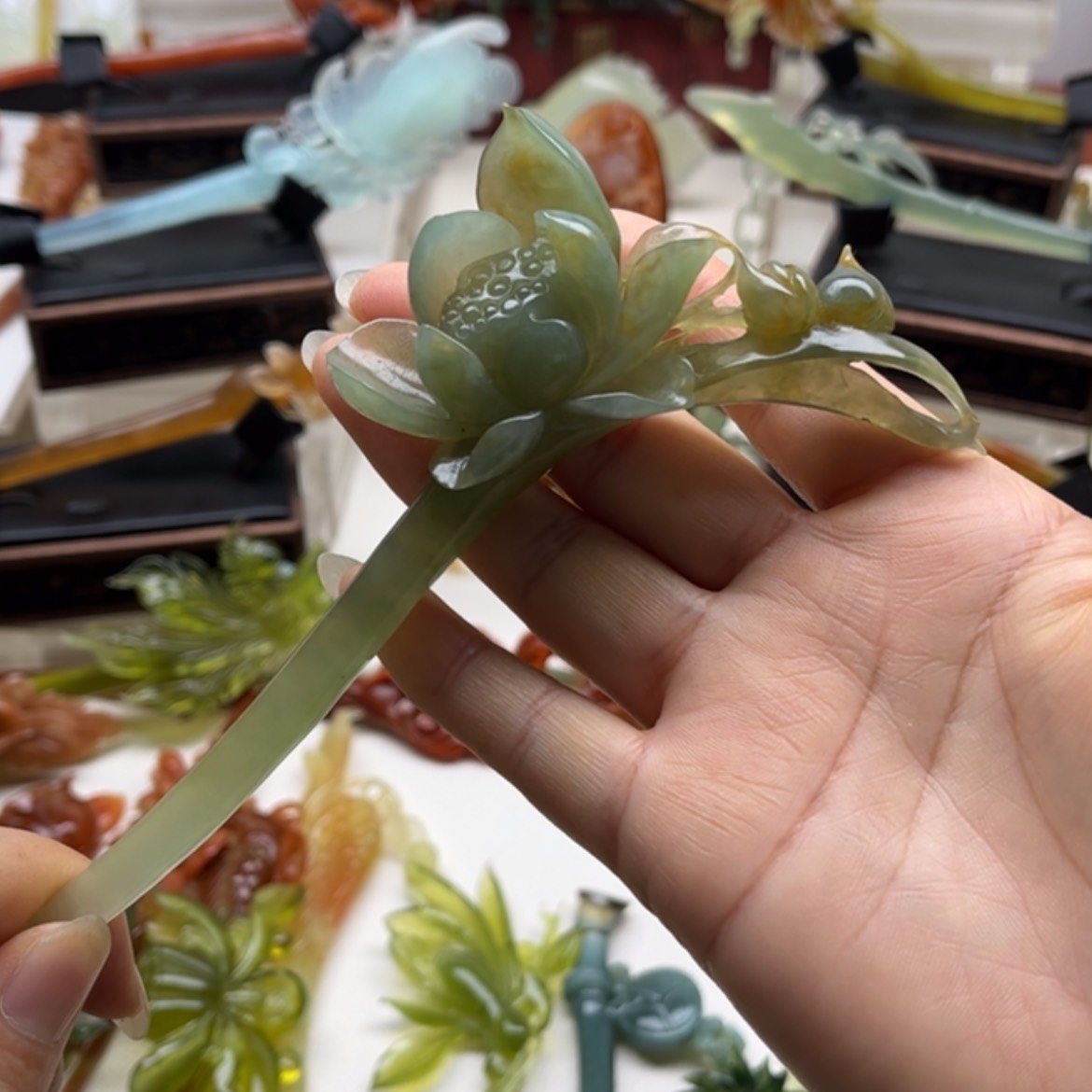 【闪购商品】蛇纹石玉岫玉发簪未镶嵌悦*