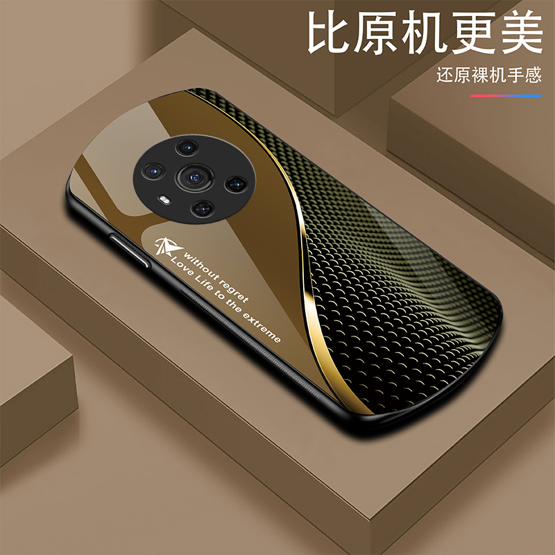 新款【荣耀Magic3】潮酷曲线椭圆玻璃轻奢潮硅胶手机壳