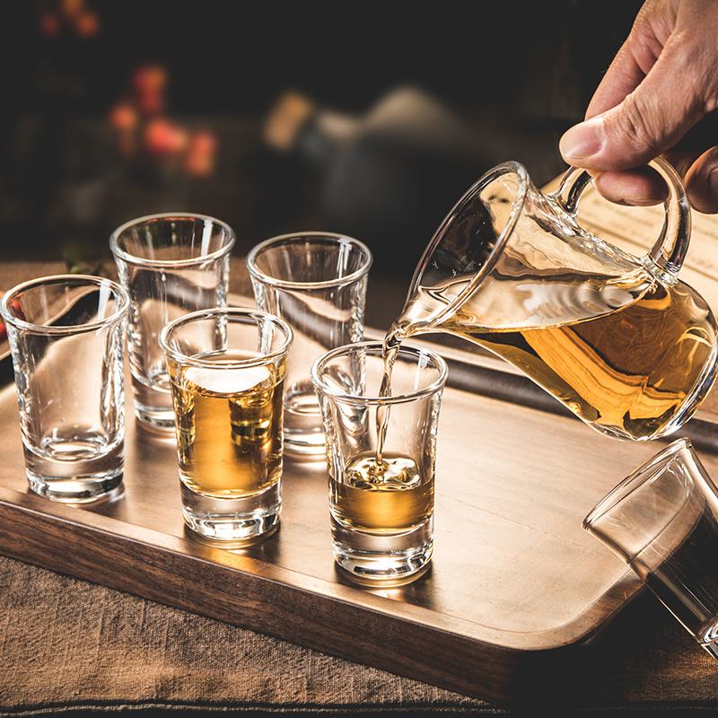 玻璃酒杯家用白酒杯分酒器小酒杯套装酒盅一口杯子弹杯酒具7件套