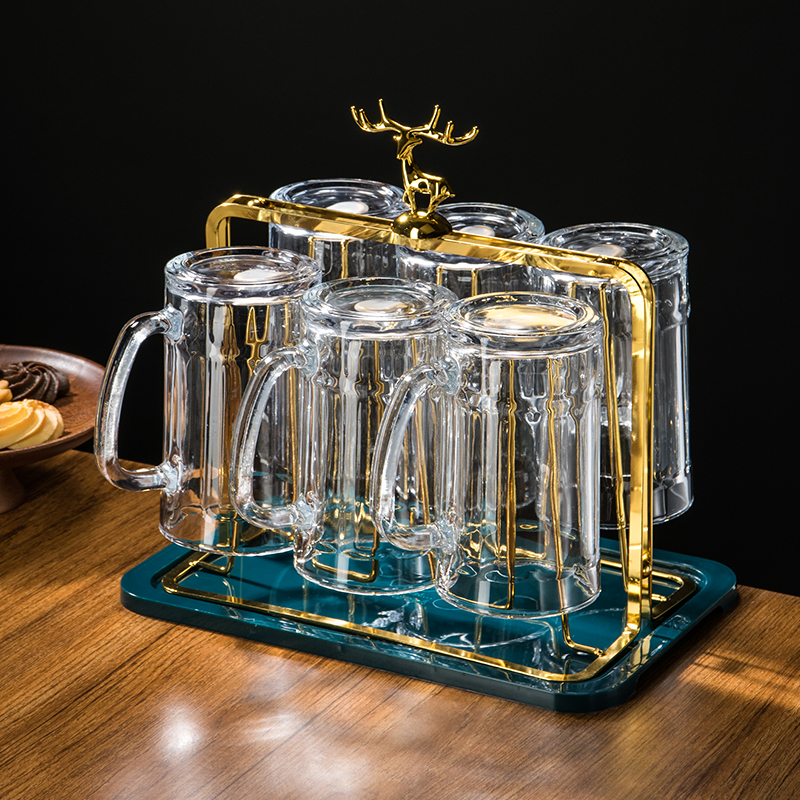 6只装茶杯玻璃茶具玻璃杯透明简约泡茶杯啤酒杯喝水杯耐热水具