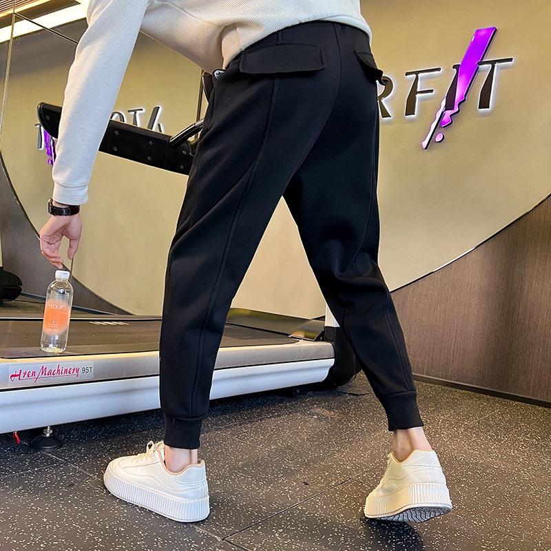 啄木鳥潮牌设计感小脚裤男秋冬韩版修身束脚卫裤痞帅哈伦运动休闲