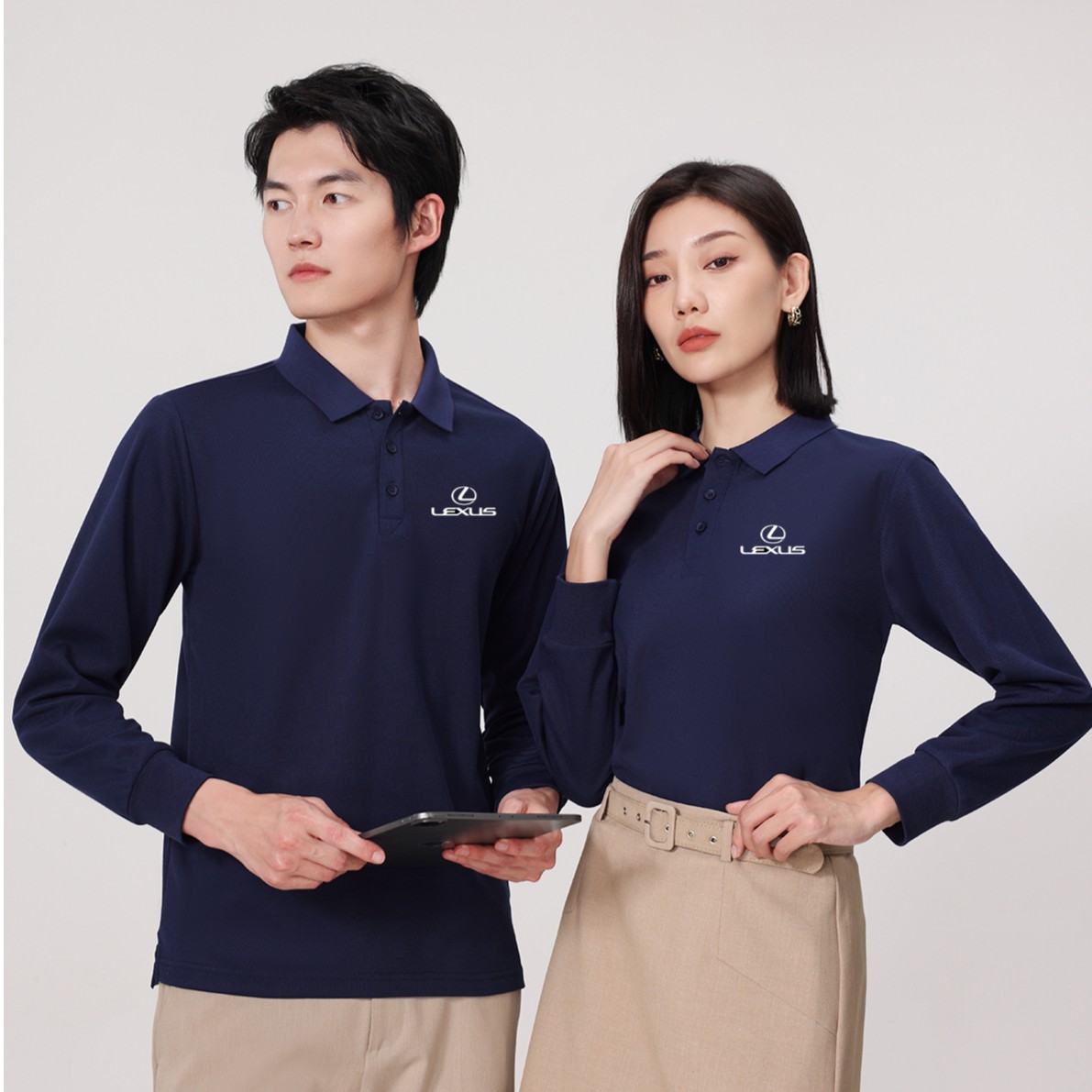 工作服长袖T恤定制印logo纯棉翻领定做印字厂服企业工装刺绣