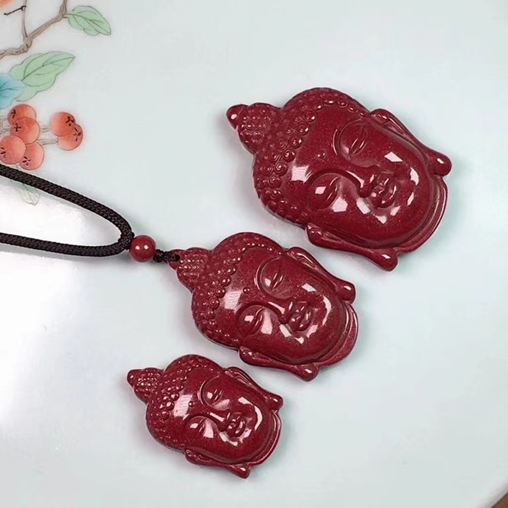 含辰砂工艺品高含量保真朱砂 紫金砂【佛头】吊坠设计时尚刻项坠