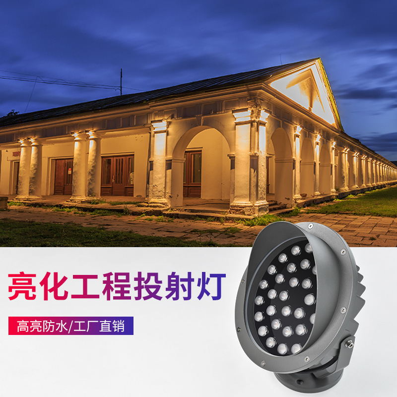 18W单颗24W窄角度车轮七彩防眩光投光灯投射灯户外草坪led地插灯