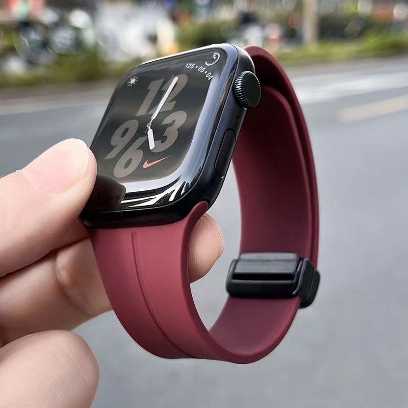 硅胶表带适用S8/ultra磁吸折叠腕带苹果手表S7applewatch65高级灰