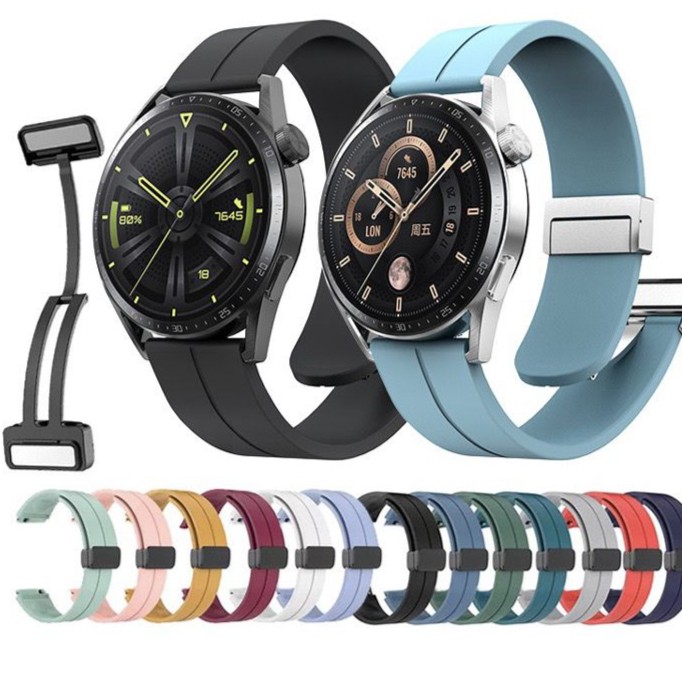 适用华为watch Buds智能运动手表带磁吸折叠扣硅胶gt3pro/runner2