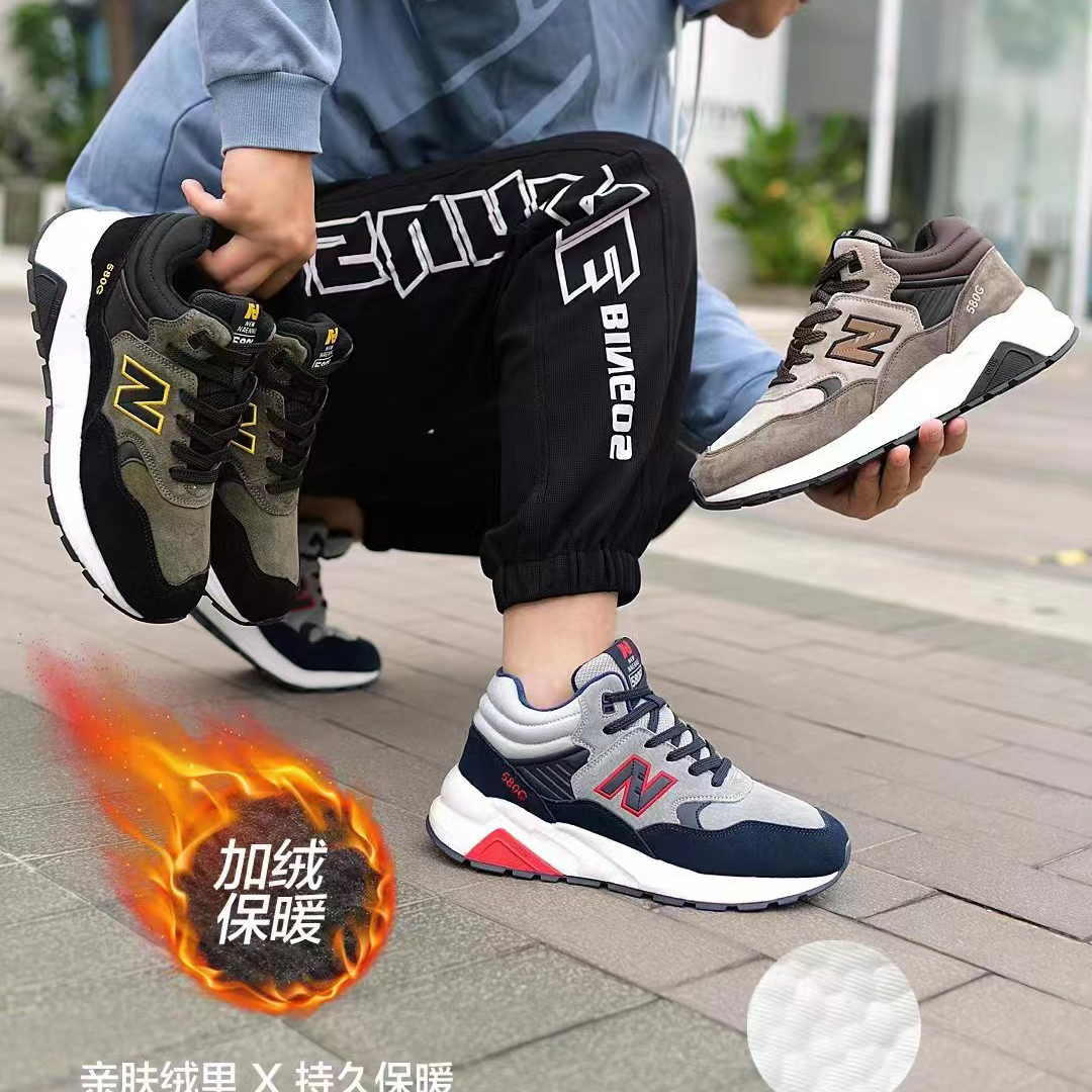 2025冬季加绒保暖n字鞋男防风防水高弹鞋女复古跑鞋中邦棉鞋男士