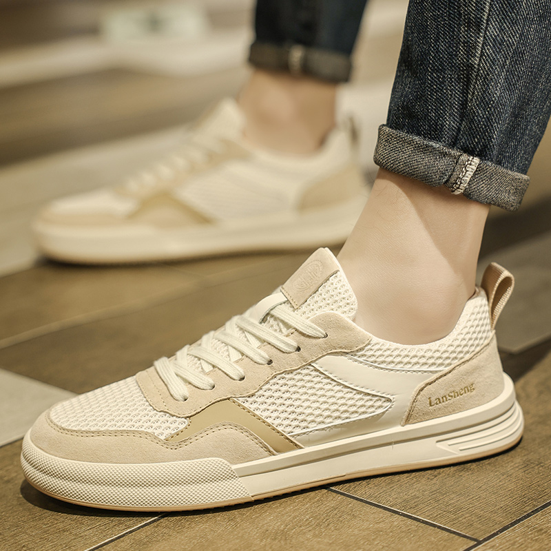 2024夏季网布板鞋男透气软底潮鞋时尚百搭防臭防滑轻便男士休闲鞋