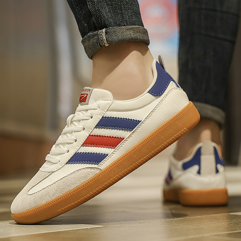 2024新款秋季男鞋复古百搭潮流休闲鞋低帮三条杆男士运动板鞋男