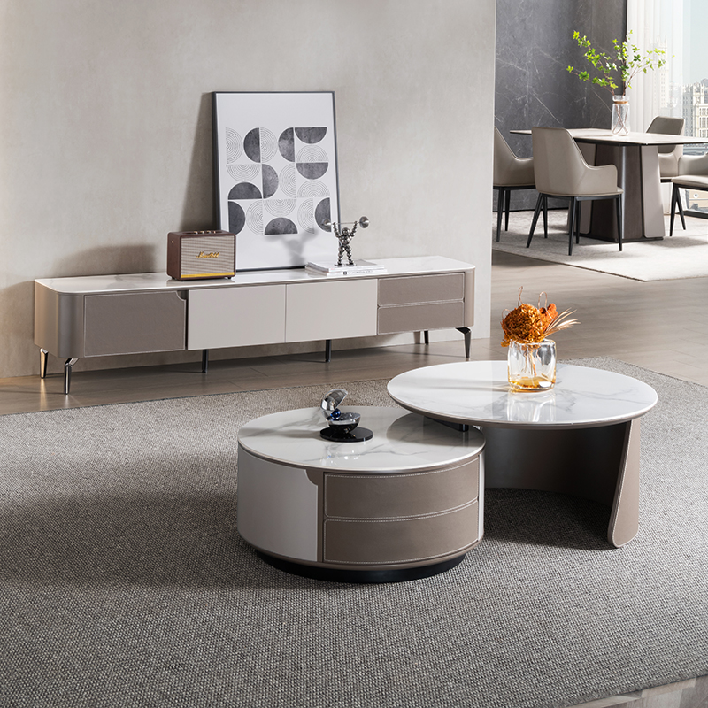 芝华仕意式轻奢岩板茶几电视柜组合收纳储物简约阳台小桌子PT066