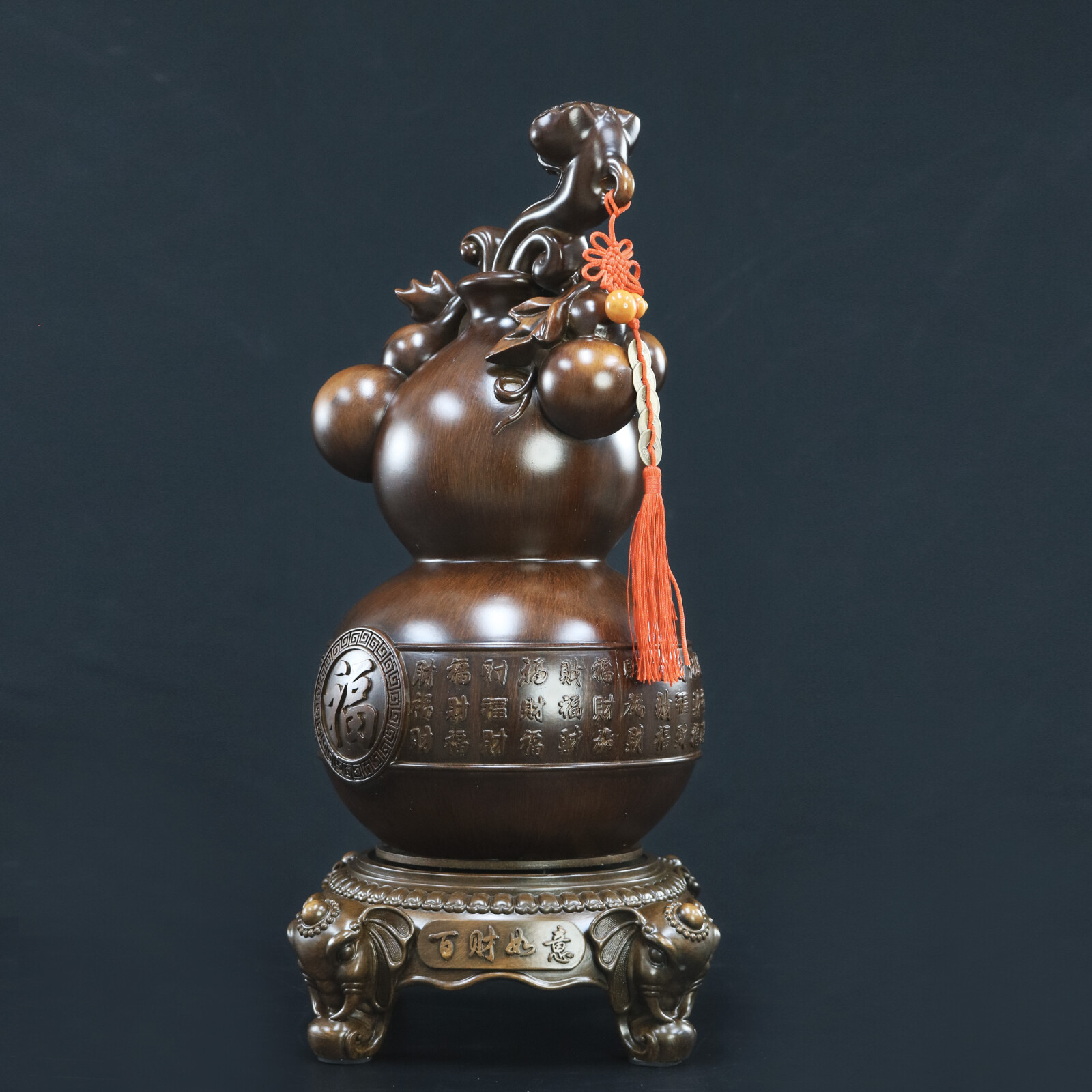 YW旋转百财如意百福葫芦创意玄关摆设（长26宽26高46.5cm）