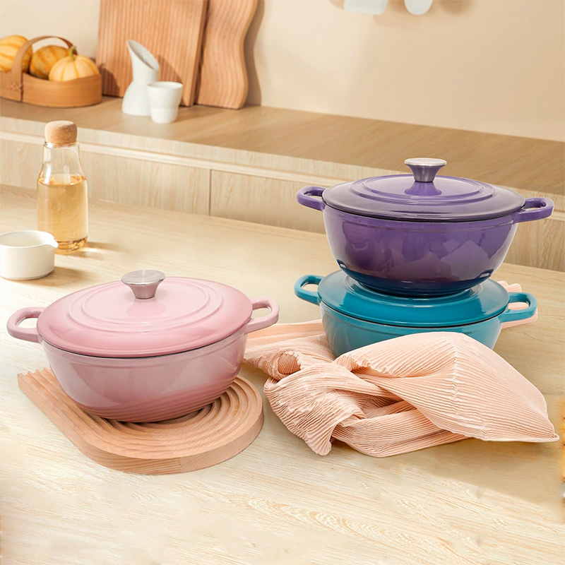 青染 24/26CM大头铸铁妈咪锅 铸铁珐琅锅 0化学涂层