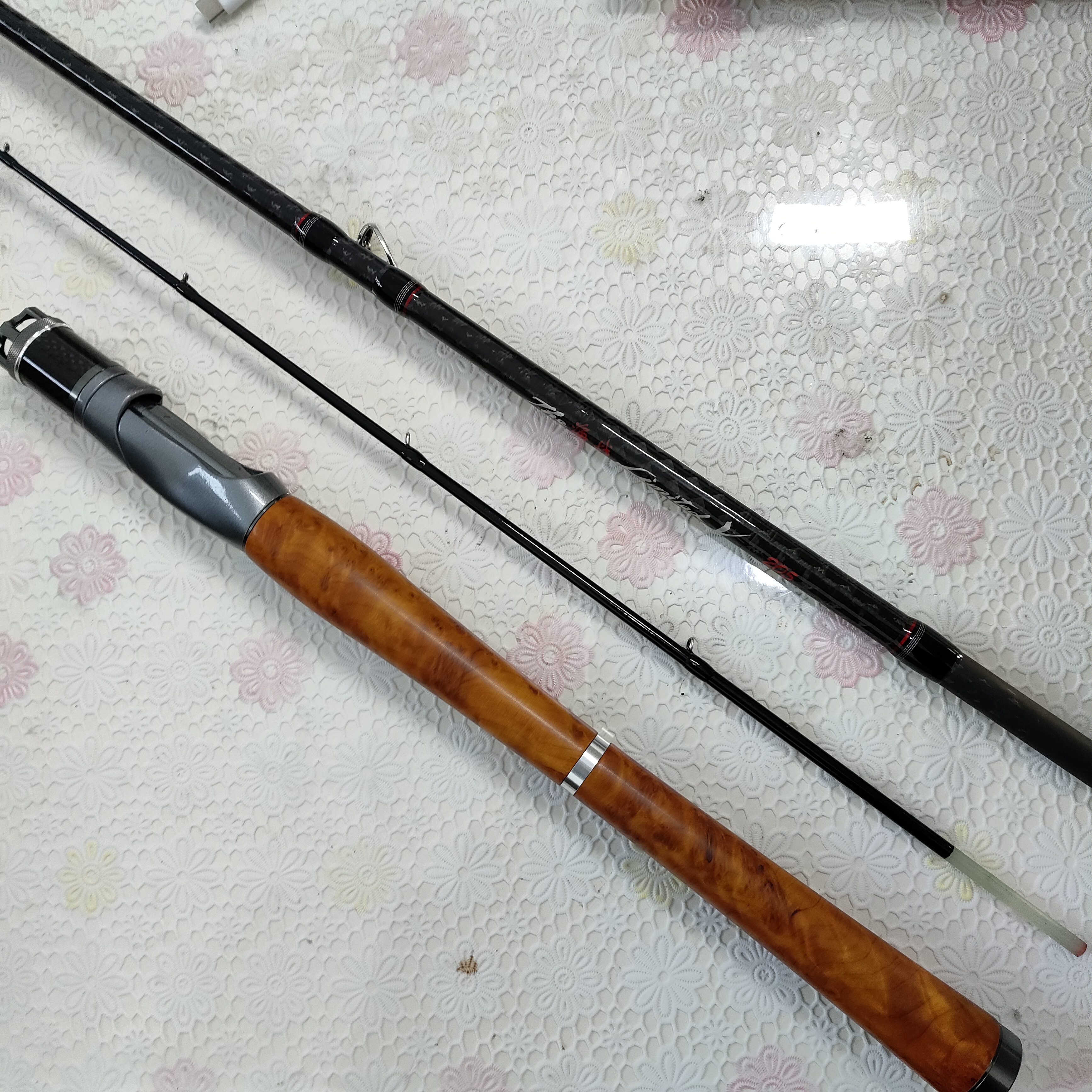 实木握把海筏竿插节海筏竿