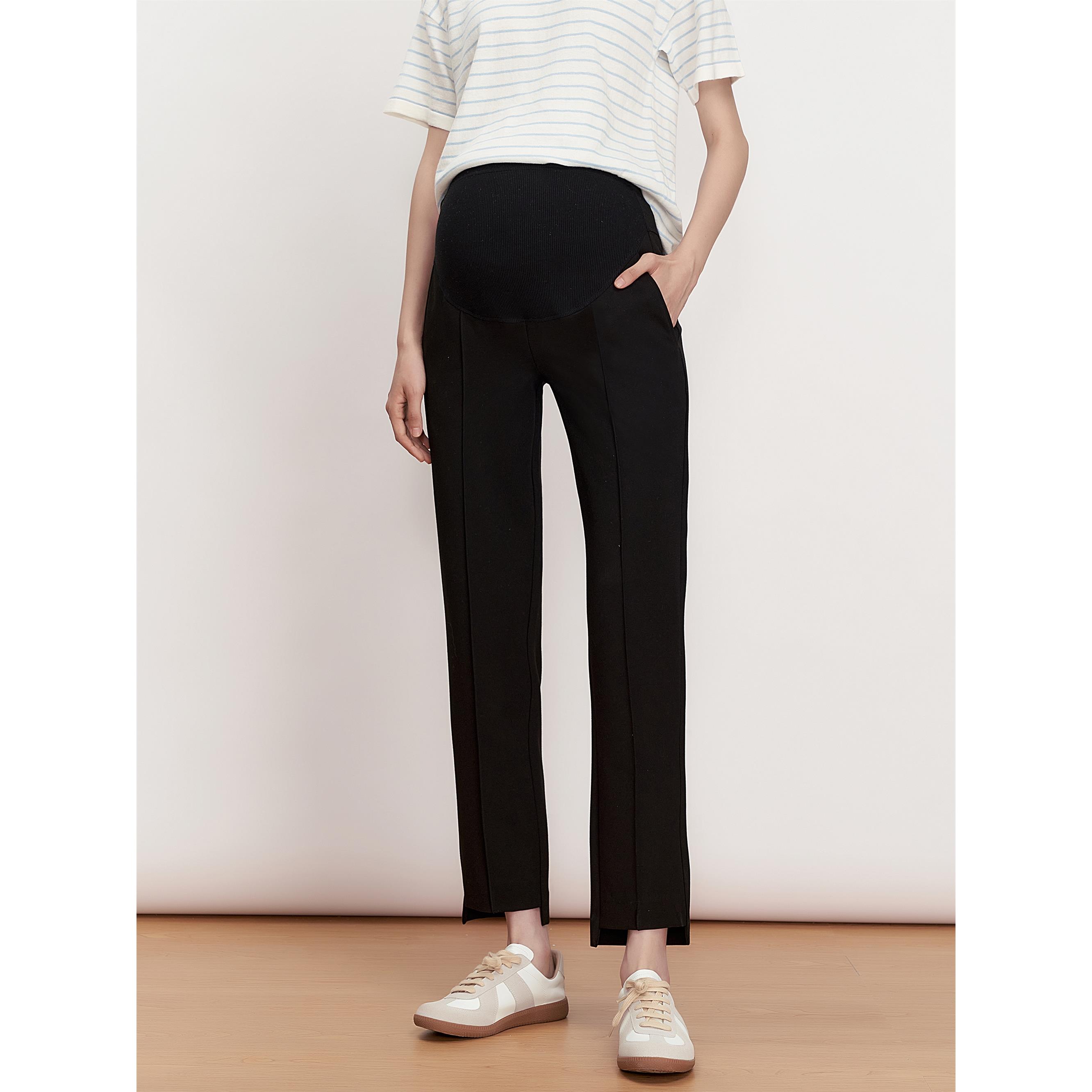 孕妇裤子外穿小个子工装烟管裤西裤弹力前短后长直筒裤