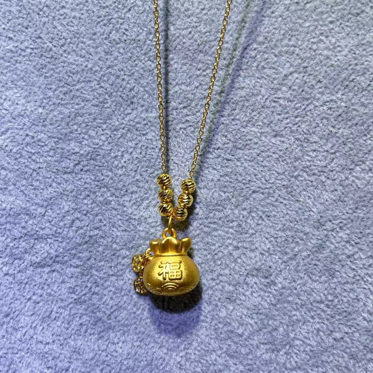 锆石（处理）【阿平专享】古法财宝钱袋吊坠时尚百搭s925镶嵌PAS132